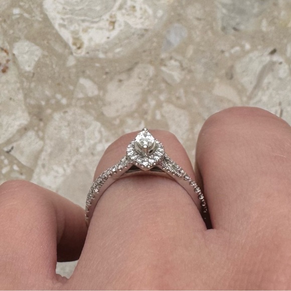 Twisted Vine Marquise Diamond Halo Ring - Picture 10 of 11